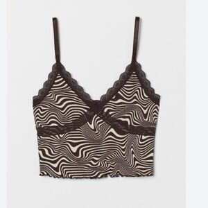 🦓 NWT H&M Divided Ribbed Lace Zebra Swirl Cami | Women’s XS | Y2K Vibes 🤎